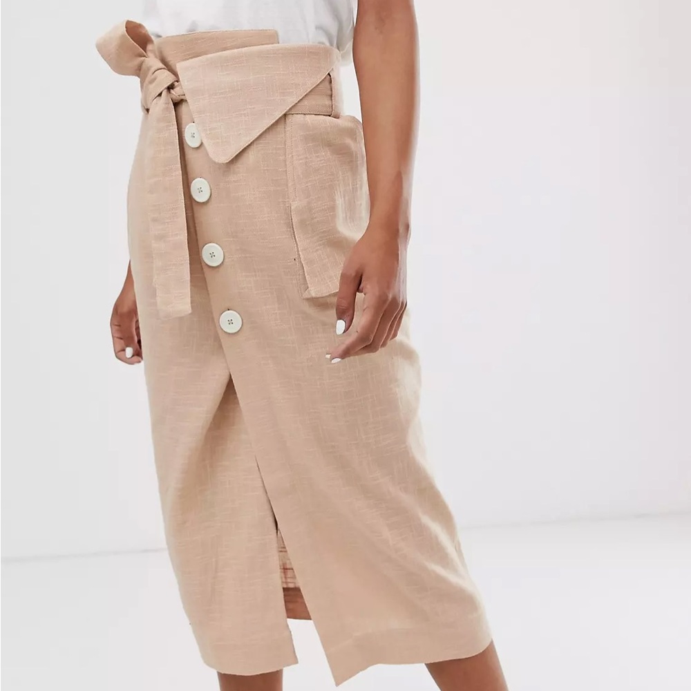 Asos Design Casual Button Front Column Midi Skirt… - image 3